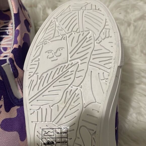 Ripndip purple camo lord nermal cat flipping off meme loafer skater shoe size 5 - Picture 7 of 10